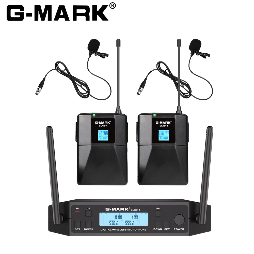 Wireless Microphone G-MARK GLXD4 Professional UHF System Handheld Mic & Bodypack Mic For Stage Speech Show Home Party Church