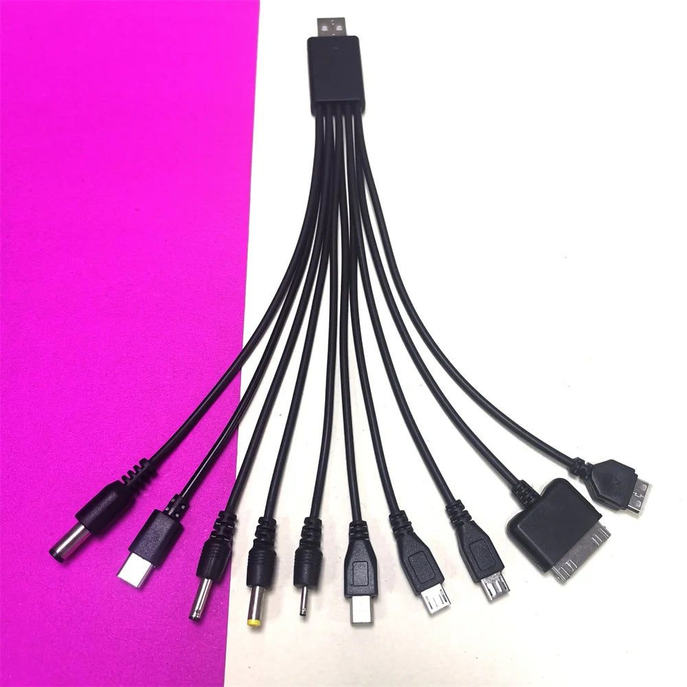 10 in 1 Universal USB To DC Power Cable Mobile Phone Charger Adapter Plug Usb Multifunction Data Transfer DC Jack Charging Line