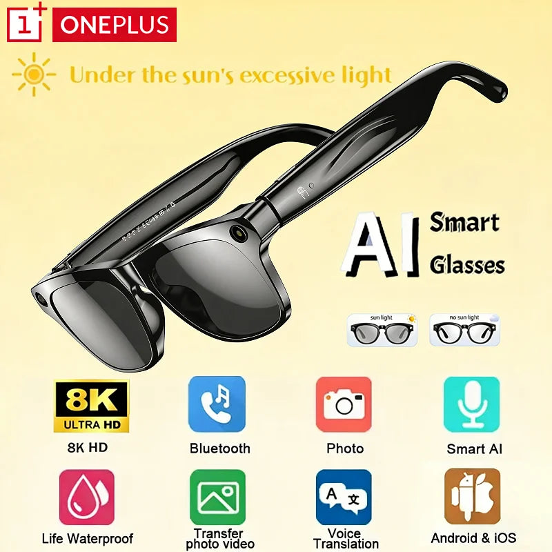 Oneplus Smart 8k Ai Glasses Bluetooth Chat Gpt Touch Sport Sunglasses 100mp Camera For Outdoor Tech Lovers Men Women Travel Gift