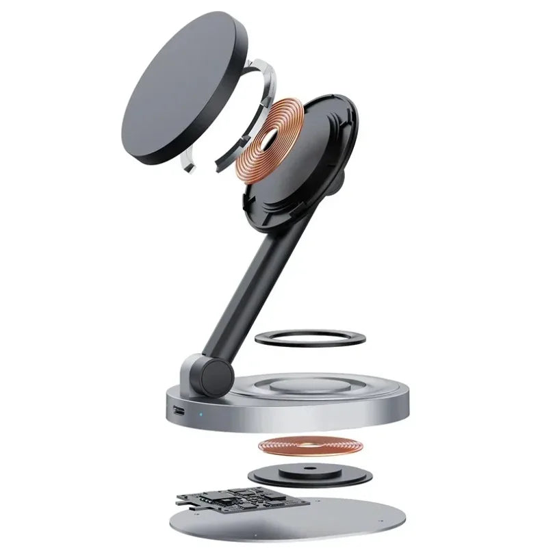 2 in 1 Folable Magnetic Wireless Charger Phone Holder Stand For Magsafe iPhone 17 16 15 14 13 12 Airpods 4/3 Pro 2 Fast Charging