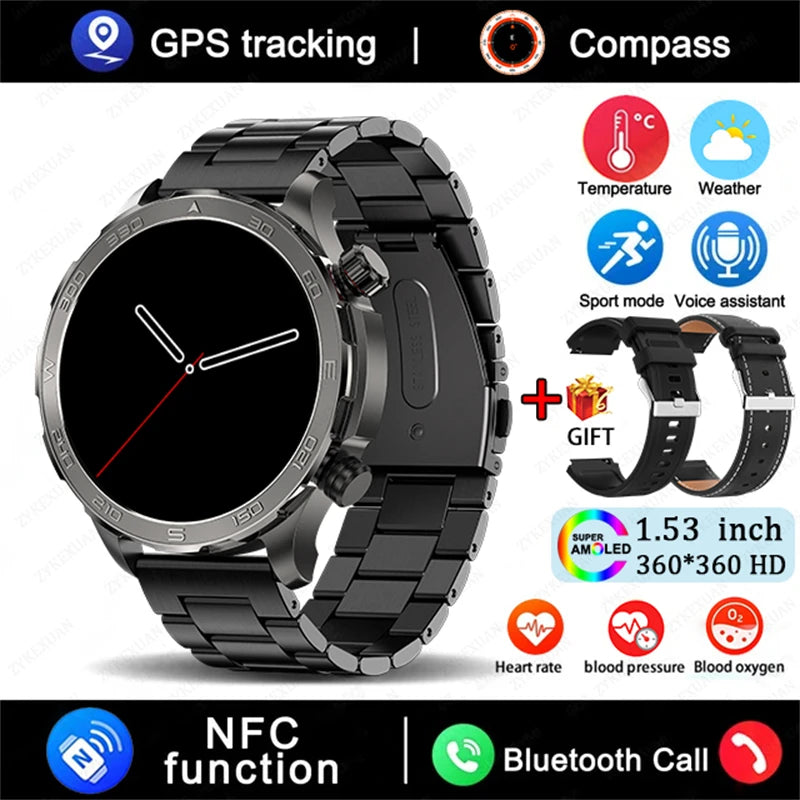 2026 New GPS Smart Watch Men AMOLED Screen Always Show Time Heart Rate IP68 Waterproof Bluetooth Call Sports Fitness Smart Watch
