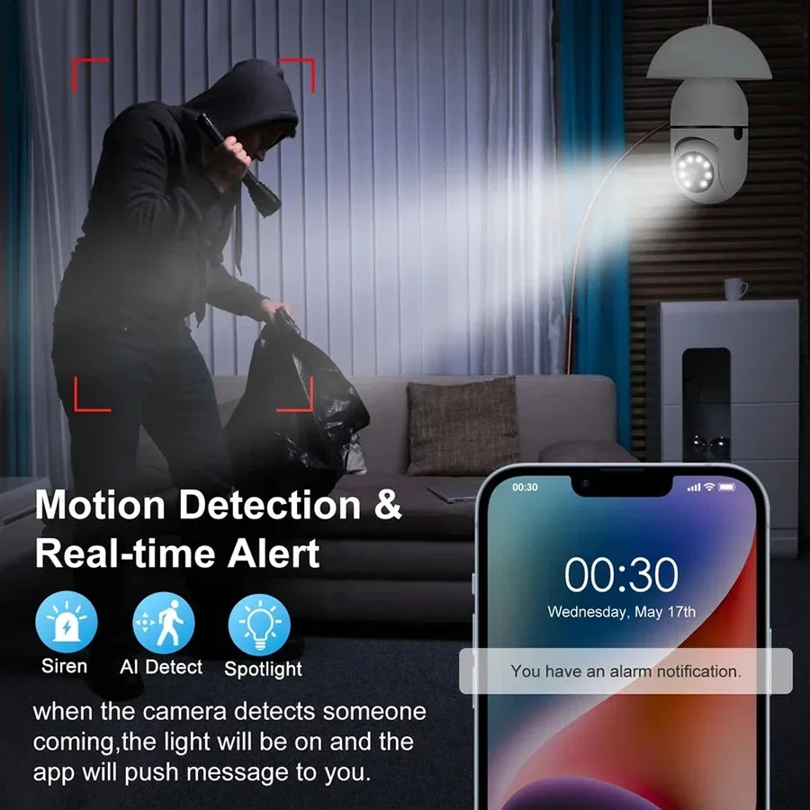 E27 WiFi Bulb Socket Security Camera