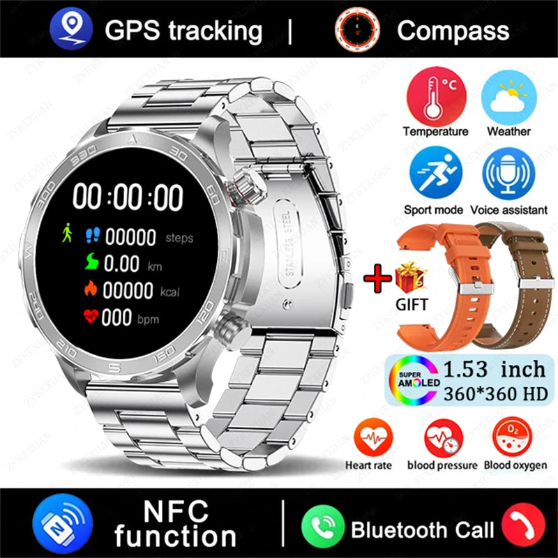 2026 New GPS Smart Watch Men AMOLED Screen Always Show Time Heart Rate IP68 Waterproof Bluetooth Call Sports Fitness Smart Watch