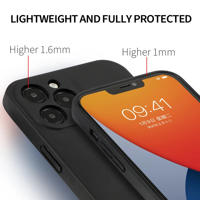 Case for iPhone 15 14 13 12 11 XSM X XR 6 7 8 Plus Waterproof Soft Case Black White Air Case Full Protect Case iPhone 12