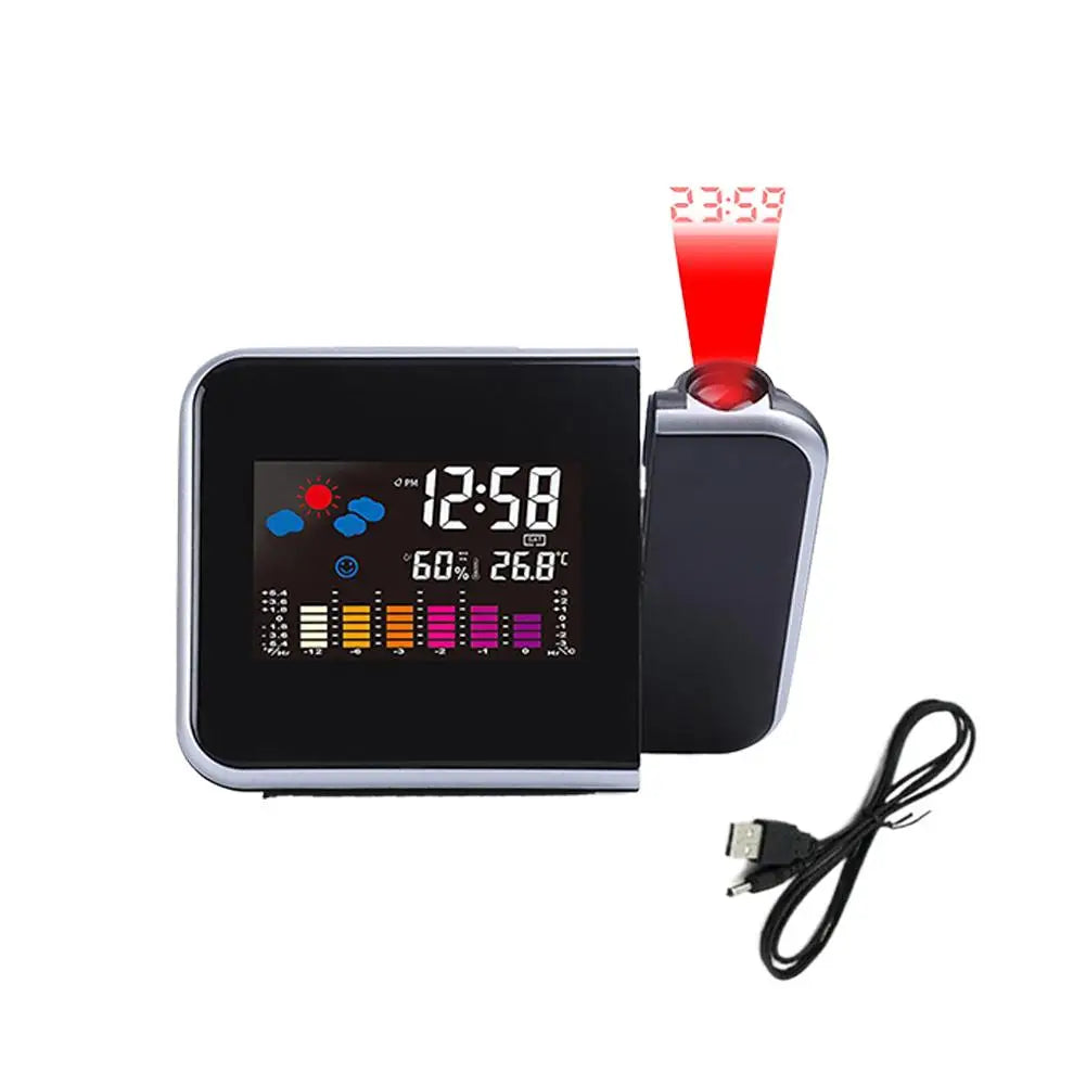 Home Projector Electronic Alarm Clock Vibrant Color Screen Integrated Weather Information Home Desktop Decoration Clock