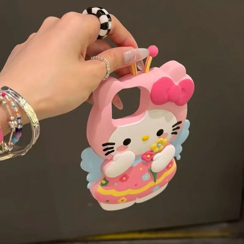 For iPhone 17 Pro Max 16 15 14 Plus 14 13 12 Mini 11 SE 7 8 X XS XR Cartoon Butterfly Kitty 3D Soft Silicone Phone Case