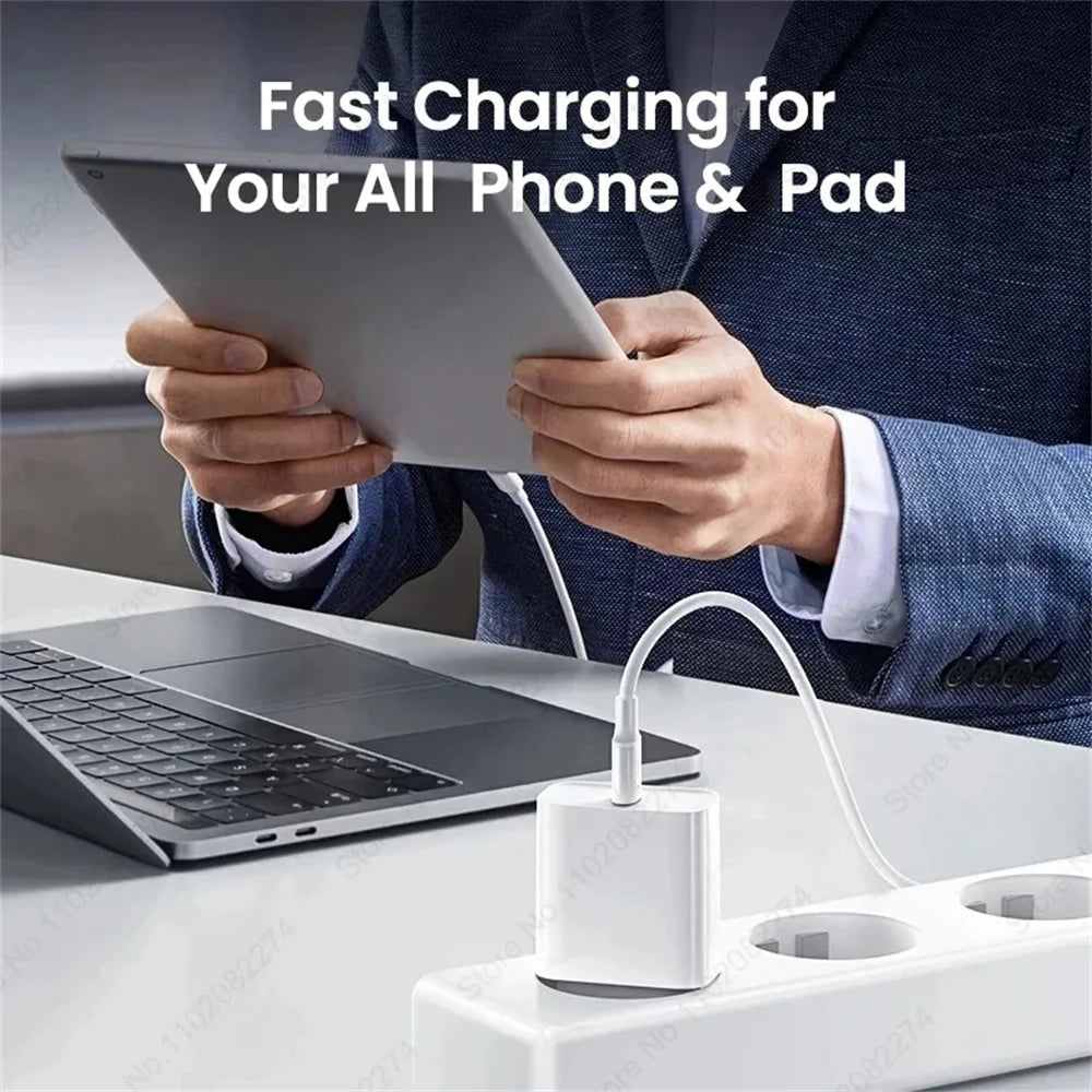 US EU Adapter PD 40W Fast Charger For iPhone 15 13 12 11 14 17 16 Pro Max Type C Charger Charging Cable Phone Accessories