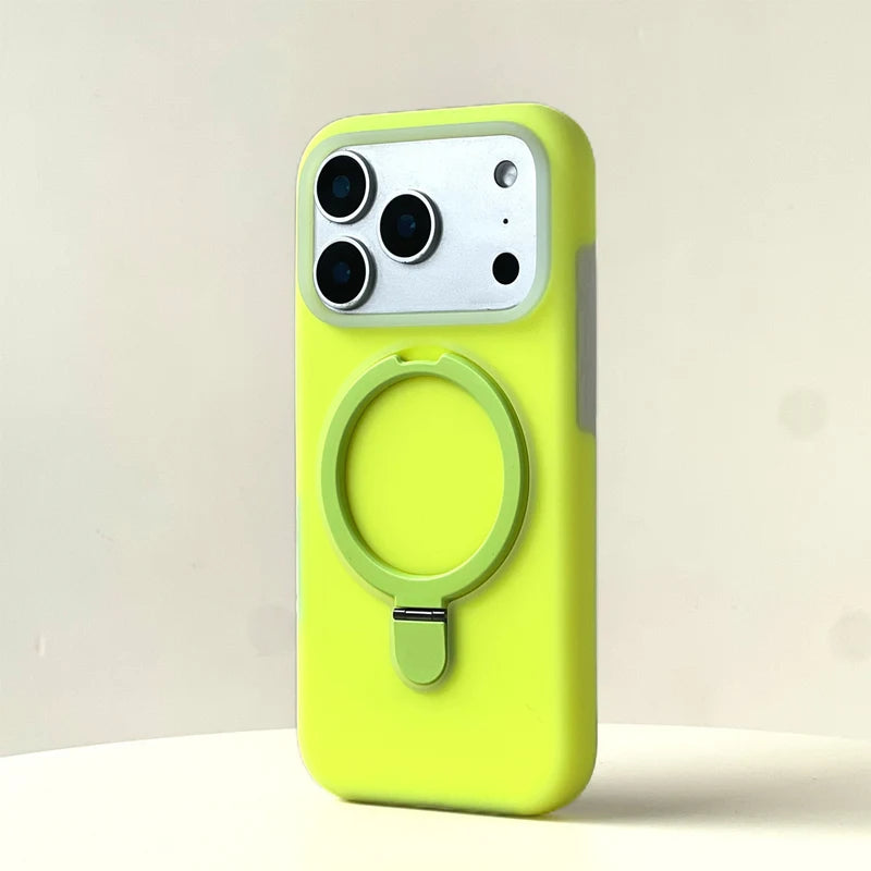 Magnetic Jelly Liquid Silicone Bracket Phone Case For iPhone 17 17Pro Max 16 15 Camera Button Protection Wireless Charging Cover