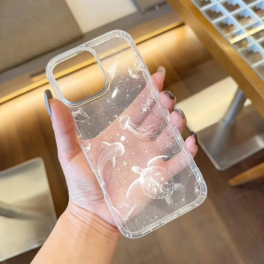 Phone Case For iPhone 16 15 14 13 12 11 Pro 16E 15Pro 16Pro Max X XS Max XR SE2 7 8 Plus Seaside Cowboys Ocean Transparent Cover