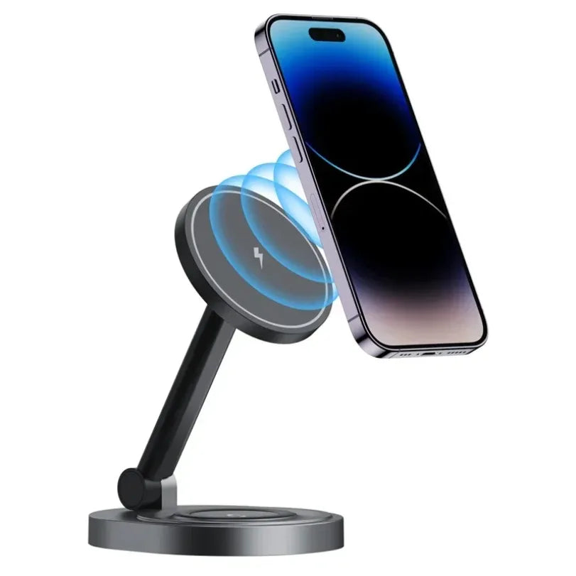 2 in 1 Folable Magnetic Wireless Charger Phone Holder Stand For Magsafe iPhone 17 16 15 14 13 12 Airpods 4/3 Pro 2 Fast Charging