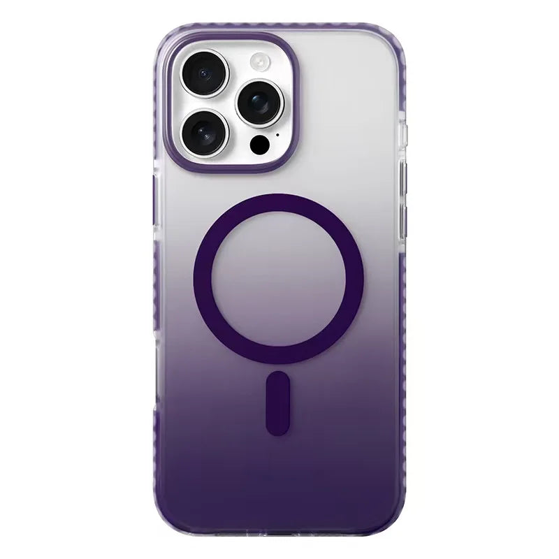 Color Gradient Transparent Bumper Shockproof Case for IPhone 16 15 Plus 14 13 Pro Max for Magsafe Magnetic Wireless Charge Cover