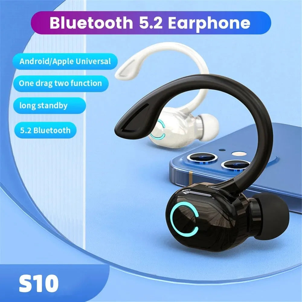 Bluetooth 5.2 Wireless Headset Single Ear-Hook Earplugs Ultra Long Battery Life Business Earphone Mobile Phone Headphone Earbuds