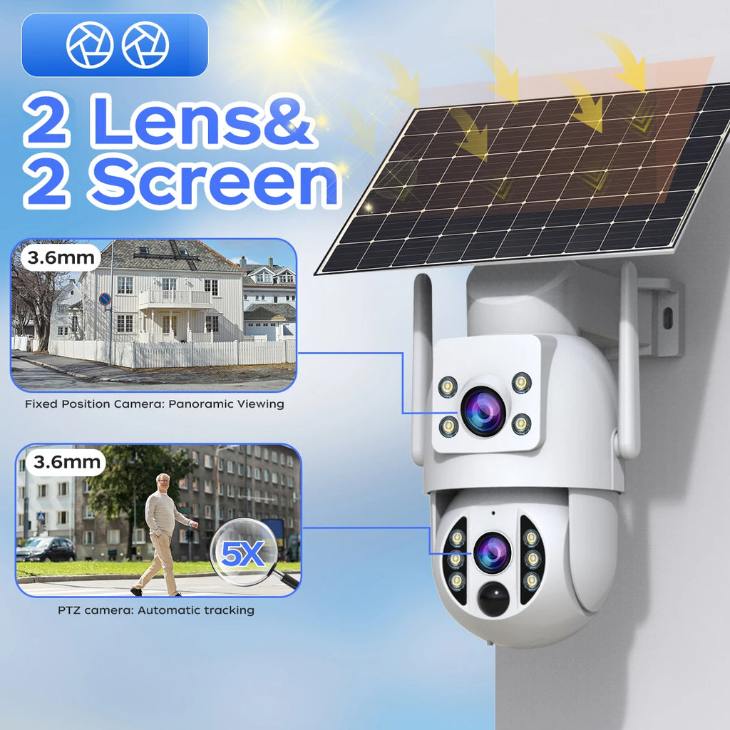 Solar Security Camera Dual Lens