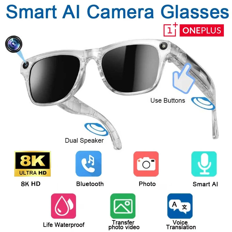 Oneplus Smart 8k Ai Glasses Bluetooth Chat Gpt Touch Sport Sunglasses 100mp Camera For Outdoor Tech Lovers Men Women Travel Gift