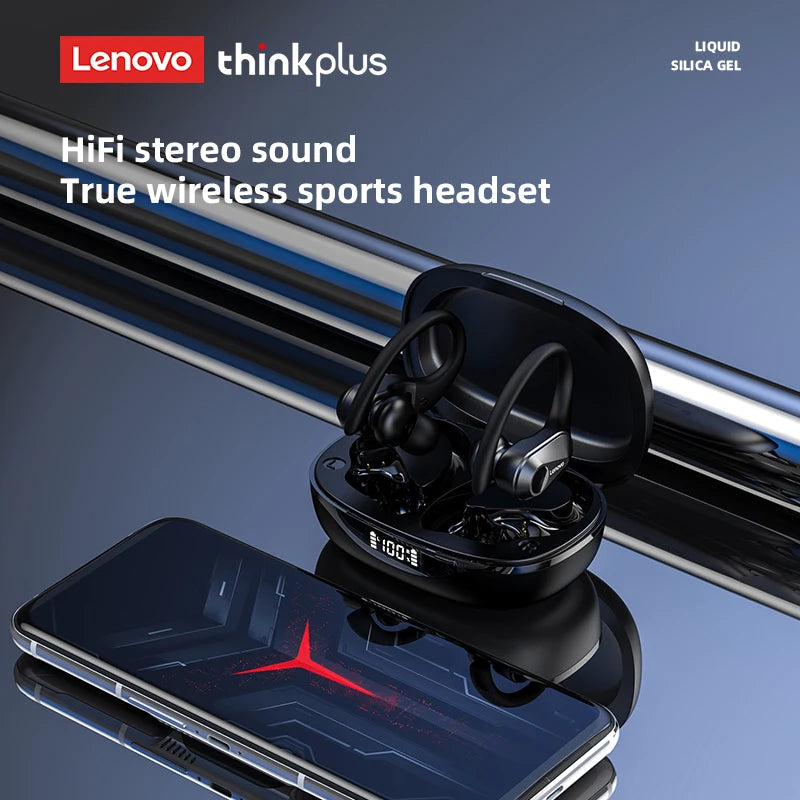 Lenovo LP75 TWS Wireless Bluetooth V5.3 Earphones IPX5 Digital Display Ear Hook Earbuds HiFi Stereo Noise Reduction Headphones