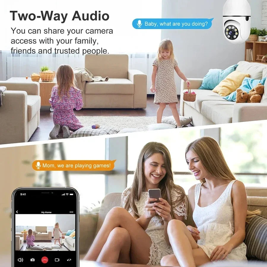 Bulb E27 Surveillance Camera Full Color Night Vision Automatic Human Tracking Zoom Indoor Security Monitor Wifi Miini IP Camera