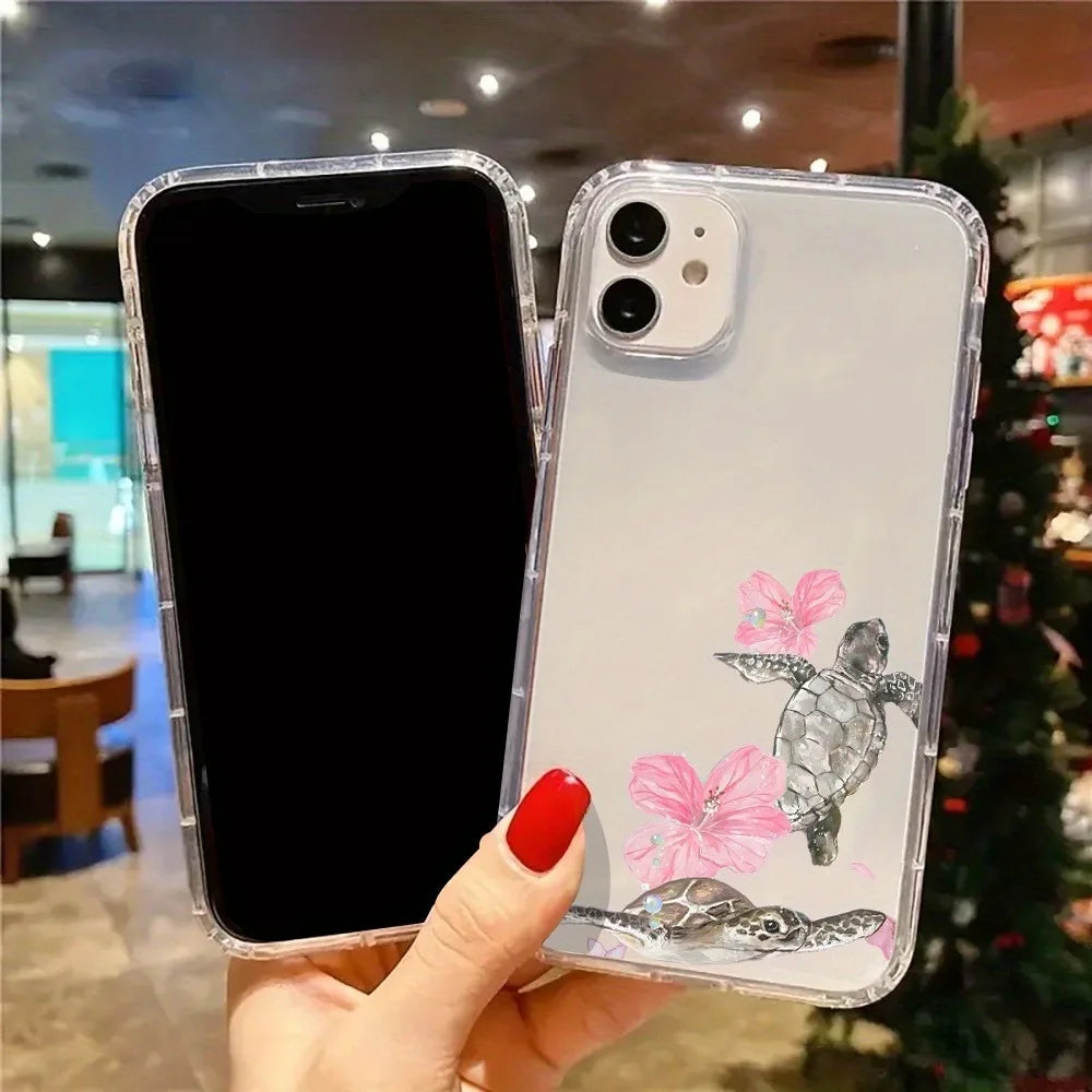 Floral Hibiscus Sea Turtle Case
