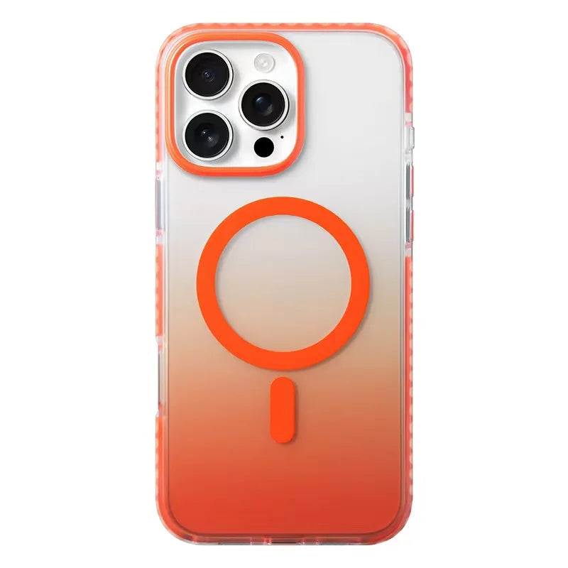 Color Gradient Transparent Bumper Shockproof Case for IPhone 16 15 Plus 14 13 Pro Max for Magsafe Magnetic Wireless Charge Cover