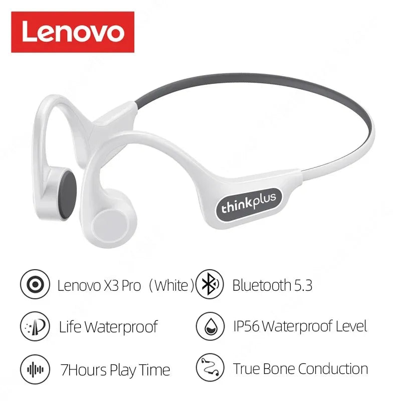 Choice Lenovo X3 Pro TWS Bluetooth V5.3 Wireless Bone Conduction Earphone IP56 Waterproof Earbuds Music Sports Headset For Run