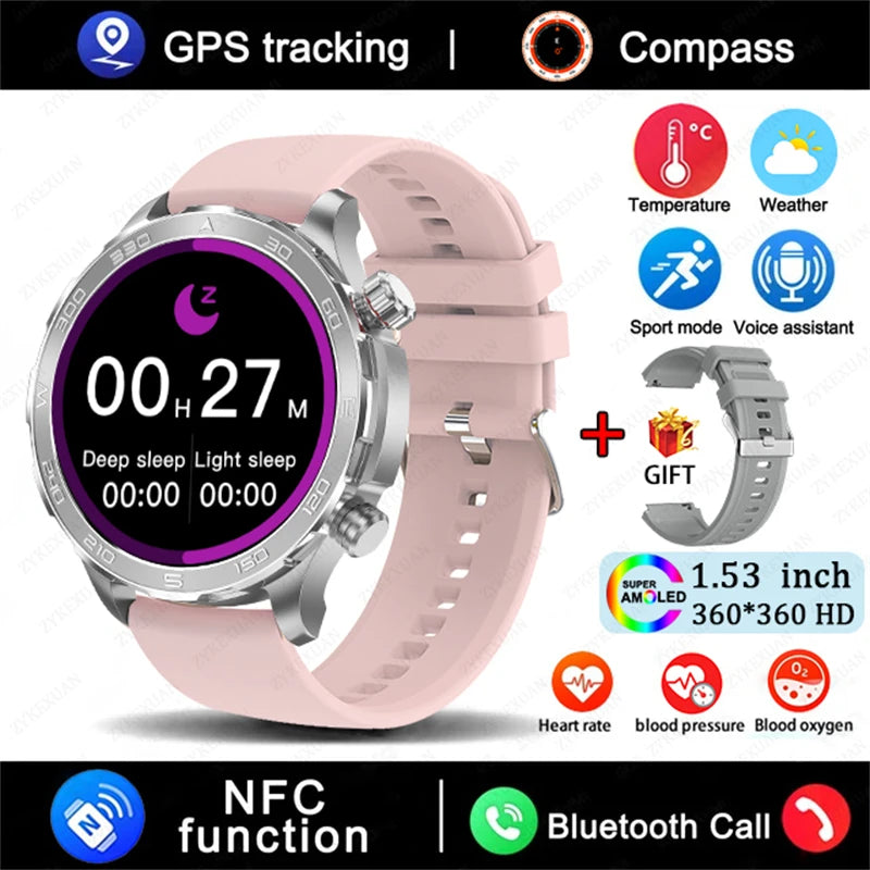 2026 New GPS Smart Watch Men AMOLED Screen Always Show Time Heart Rate IP68 Waterproof Bluetooth Call Sports Fitness Smart Watch