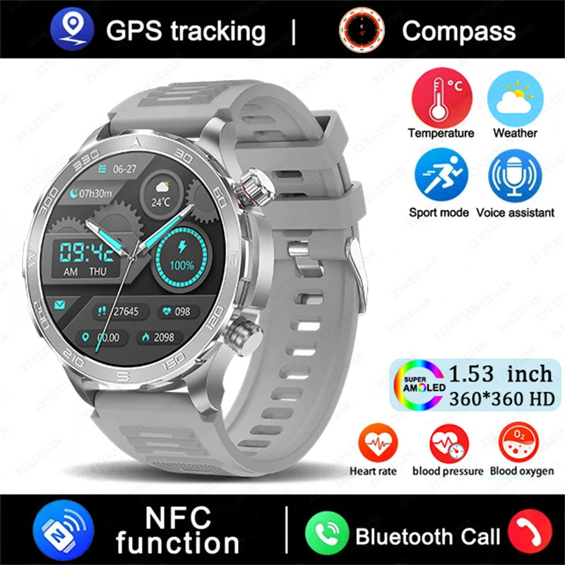 2026 New GPS Smart Watch Men AMOLED Screen Always Show Time Heart Rate IP68 Waterproof Bluetooth Call Sports Fitness Smart Watch