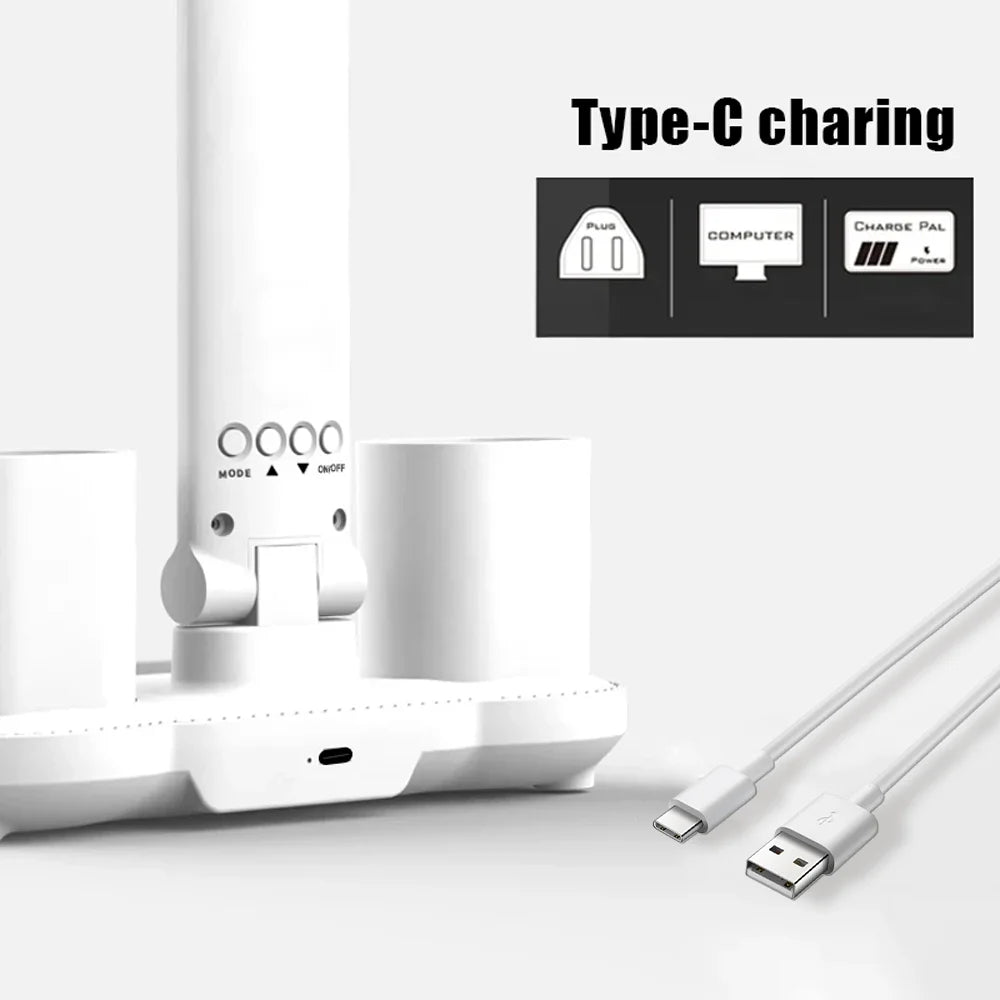 Double Head Desk Lamp with Fan