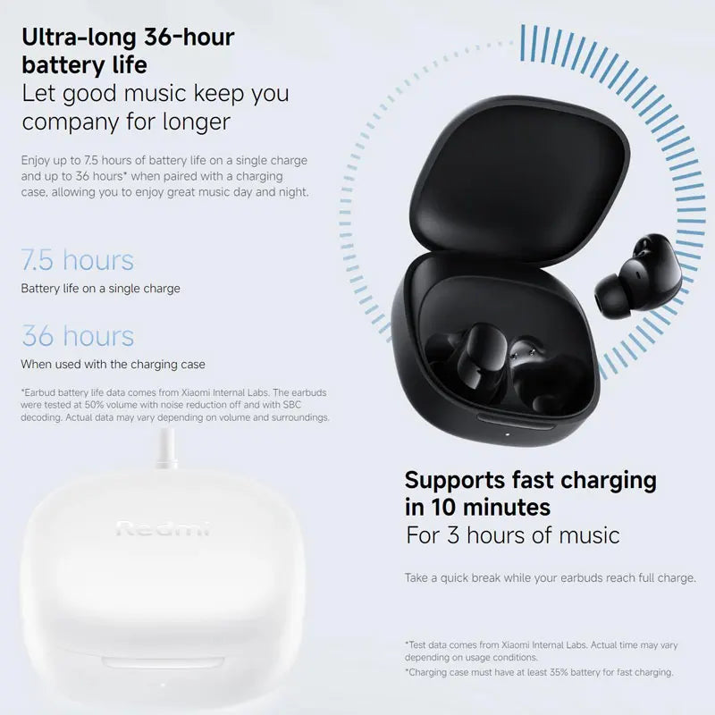 Xiaomi Redmi Buds 6 Play Wireless Bluetooth Earphone, BT5.4 Touch control Wireless Earphone, AI Noise Reduction, Long Endurance