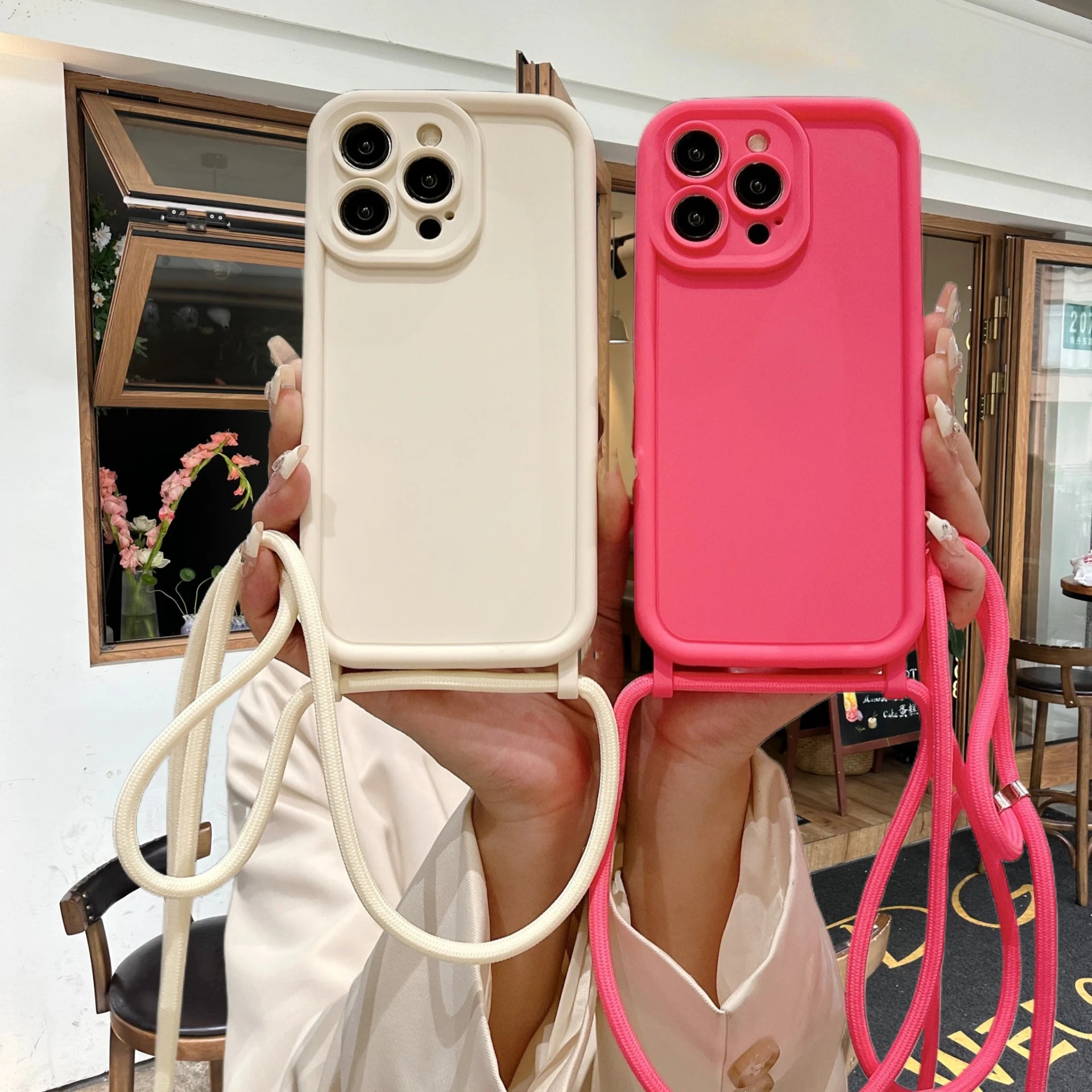 Crossbody Soft Phone Case For iPhone 17 Air 16E 15 16 Pro Max 14 13 12 11 7 8 Plus XS XR SE 2022 Adjustable Lanyard Strap Cover