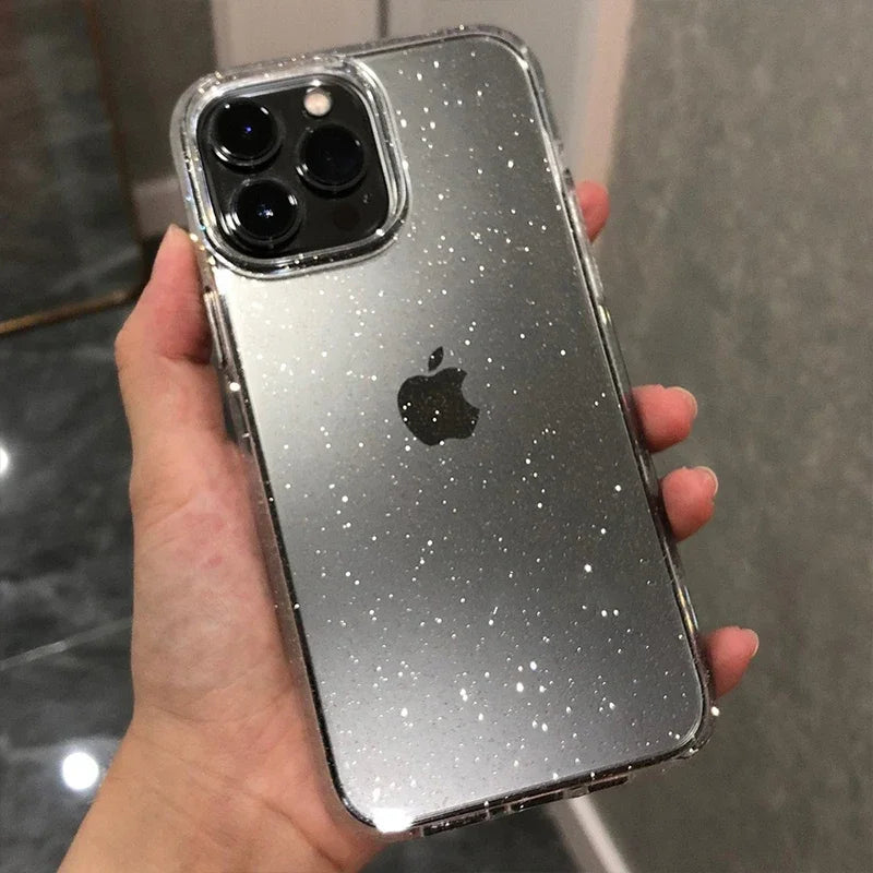 Luxury Glitter Bumper Bling Clear Case for IPhone 15 14 13 12 11 Pro Max Mini X XS Max XR 7 8 Plus 16 Pro Silicone Acrylic Cover