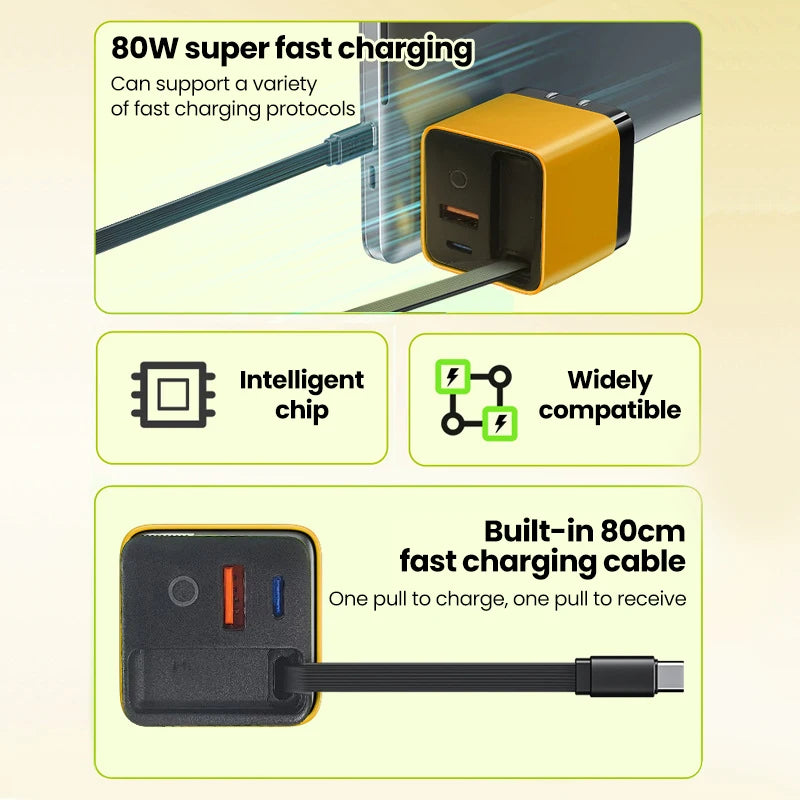 80W USB-C Retractable Charger