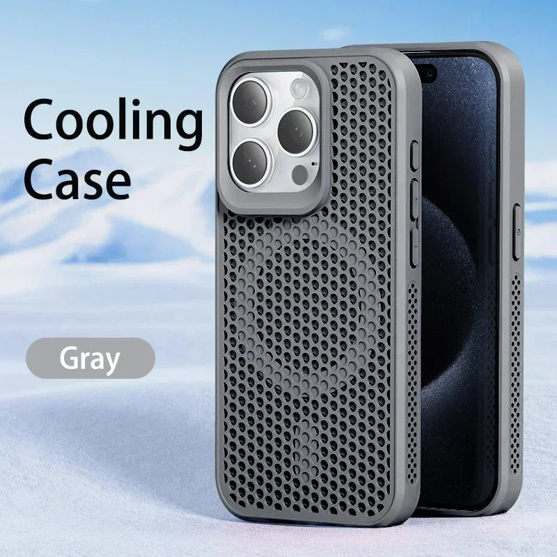 Cooling Heat Dissipation Phone Case For iPhone 17 16 15 14 13 12 11 Pro Max Plus Breathable Hard Back Magnetic Cover For Magsafe