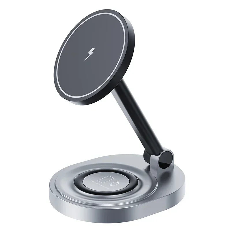 2 in 1 Folable Magnetic Wireless Charger Phone Holder Stand For Magsafe iPhone 17 16 15 14 13 12 Airpods 4/3 Pro 2 Fast Charging