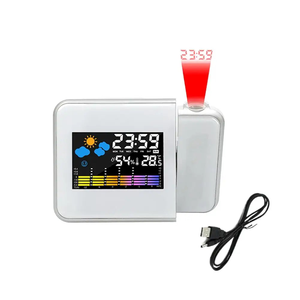 Home Projector Electronic Alarm Clock Vibrant Color Screen Integrated Weather Information Home Desktop Decoration Clock