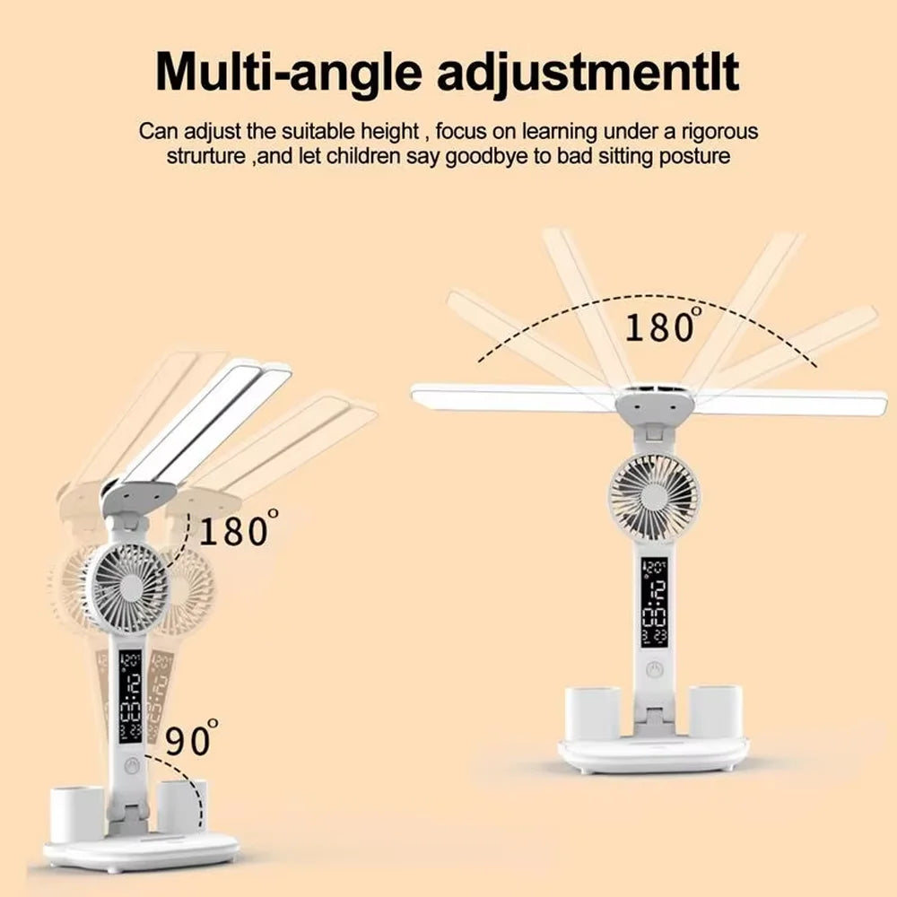 Double Head Desk Lamp with Fan
