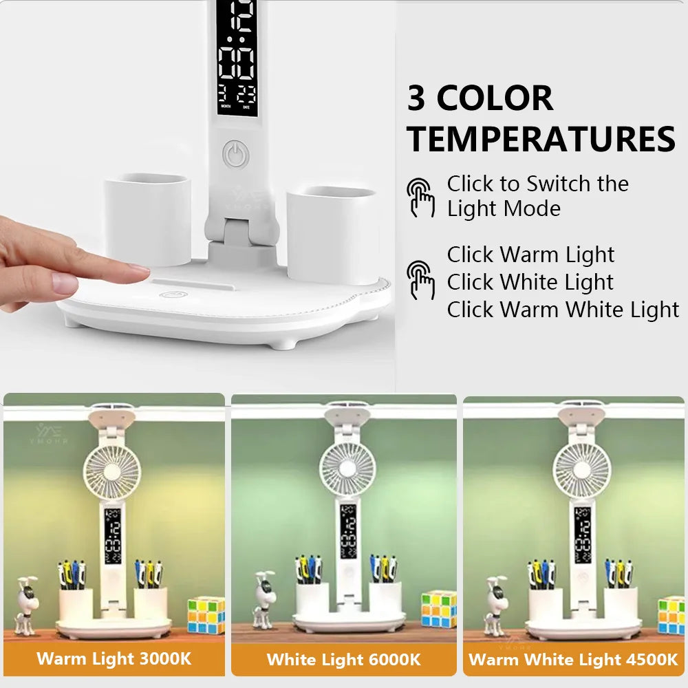 Double Head Desk Lamp with Fan