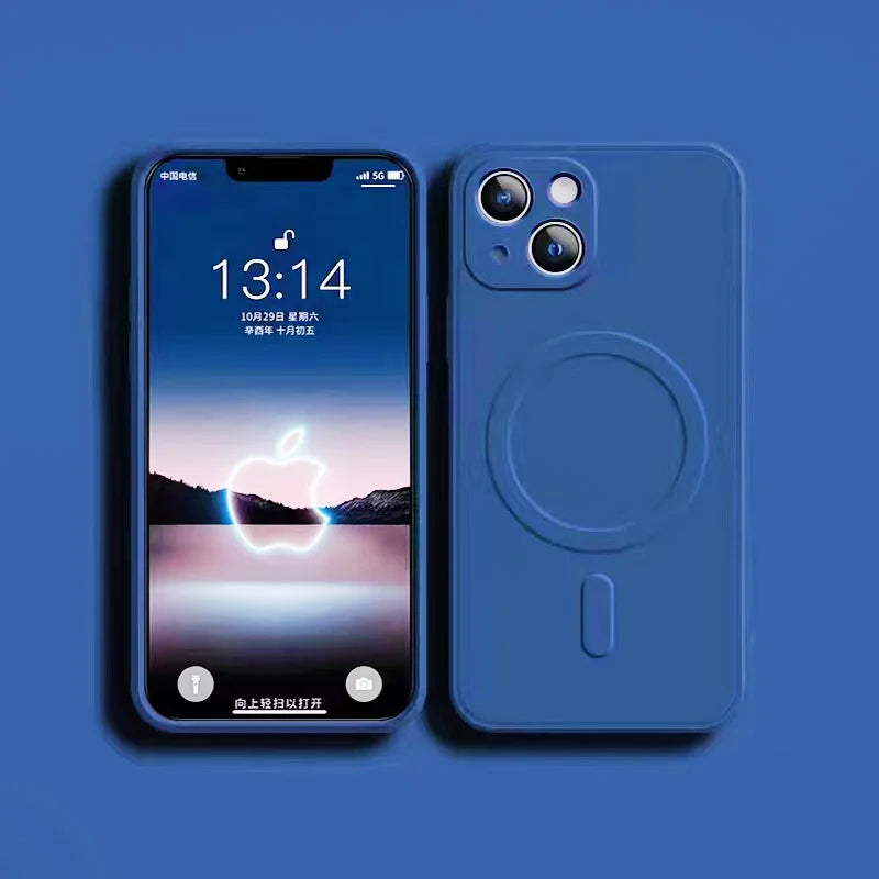 For Magsafe Magnetic Wireless Charge Case For iPhone 14 13 12 11 15 Pro Max Mini XR X S 7 8 Plus Soft Liquid Silicone Back Cover