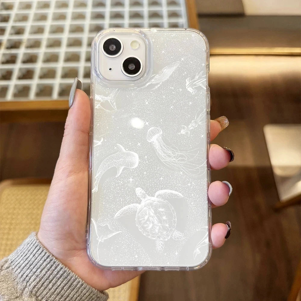 Phone Case For iPhone 16 15 14 13 12 11 Pro 16E 15Pro 16Pro Max X XS Max XR SE2 7 8 Plus Seaside Cowboys Ocean Transparent Cover