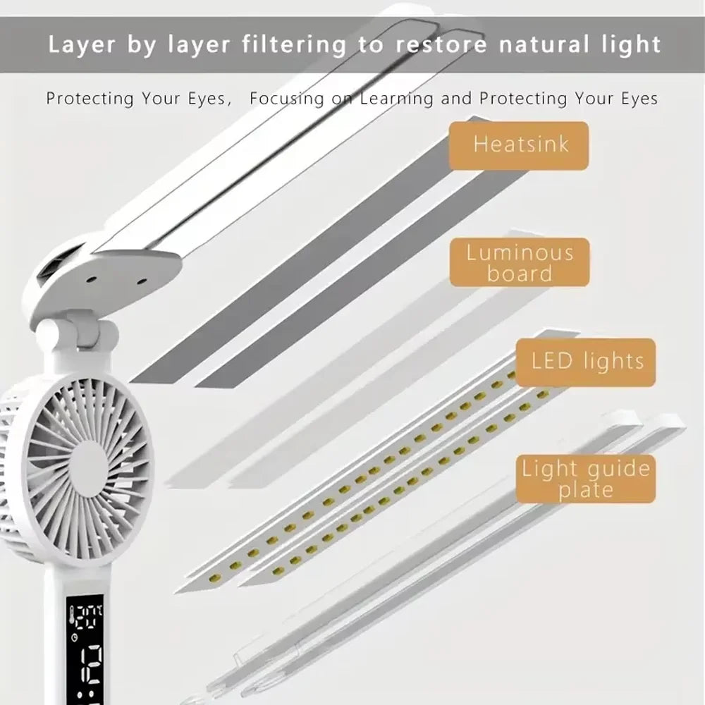 Double Head Desk Lamp with Fan