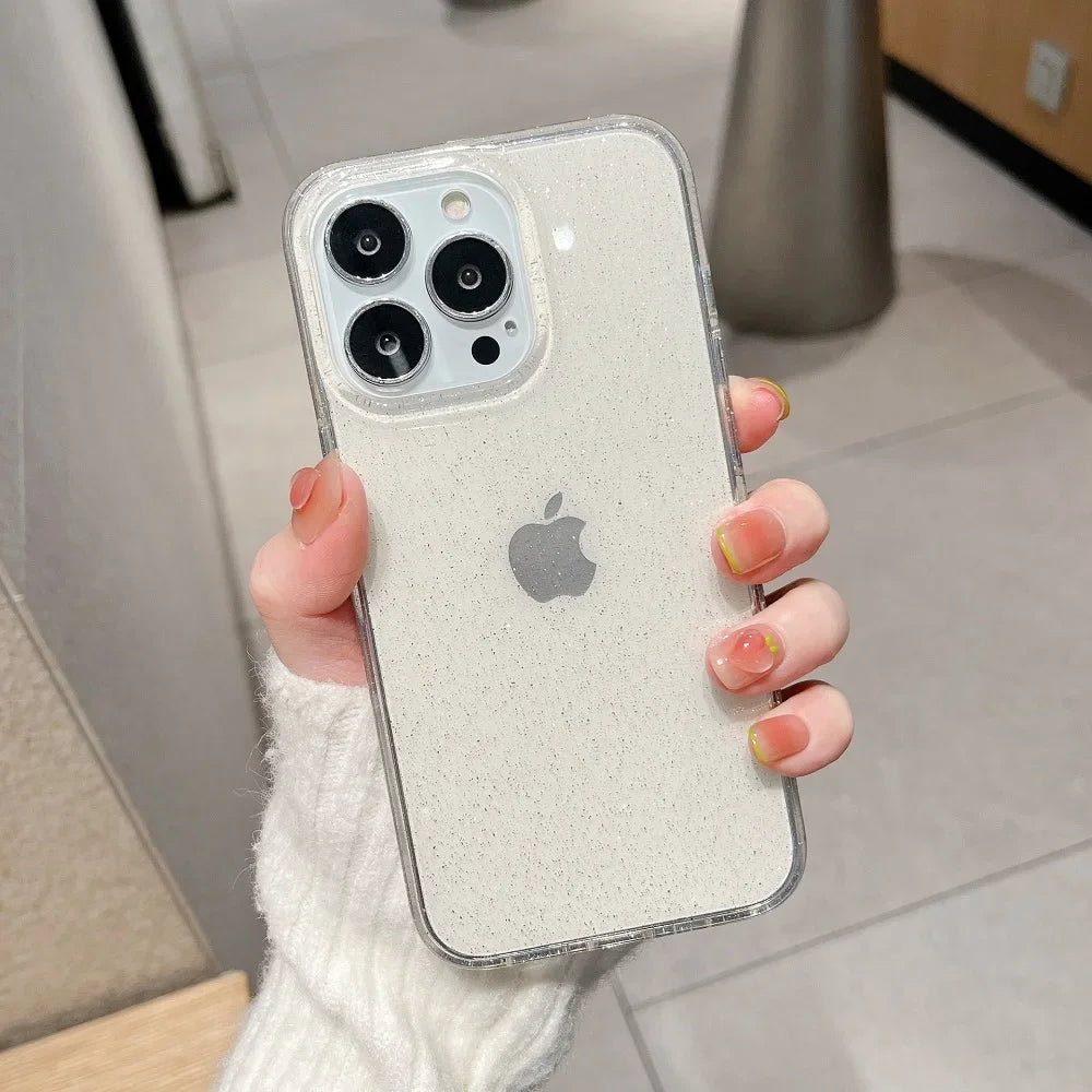 Luxury Glitter Bumper Bling Clear Case for IPhone 15 14 13 12 11 Pro Max Mini X XS Max XR 7 8 Plus 16 Pro Silicone Acrylic Cover