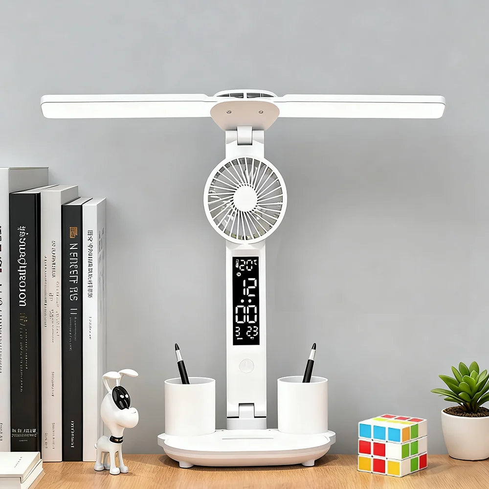 Double Head Desk Lamp with Fan