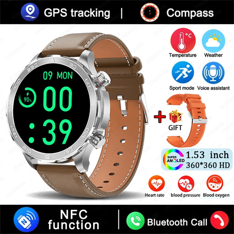 2026 New GPS Smart Watch Men AMOLED Screen Always Show Time Heart Rate IP68 Waterproof Bluetooth Call Sports Fitness Smart Watch
