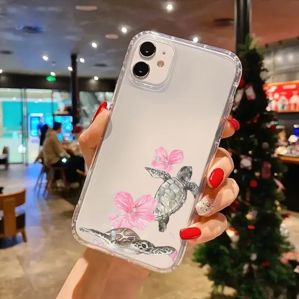 Floral Hibiscus Sea Turtle Case