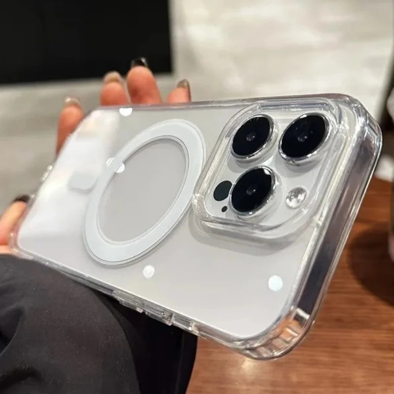 Luxury Magsafe Magnetic Transparen Phone Case For iPhone 17 Air 16E 15 14 Plus 13Mini 12 11 Pro Max Soft Bumper Protector Cover