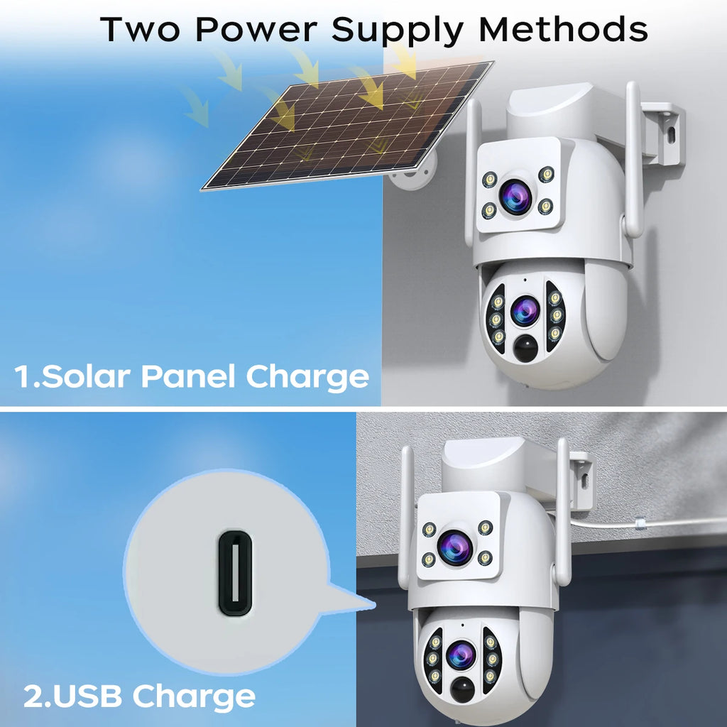 Solar Security Camera Dual Lens