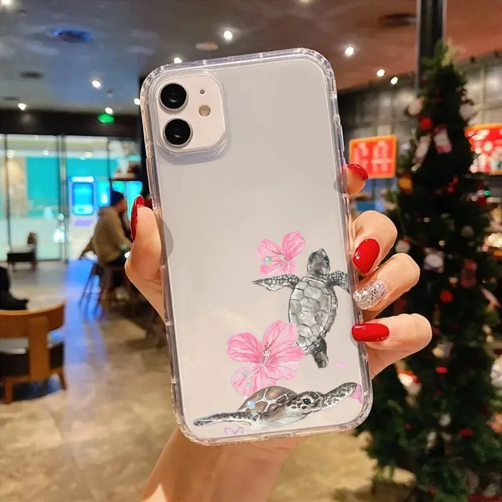 Floral Hibiscus Sea Turtle Case