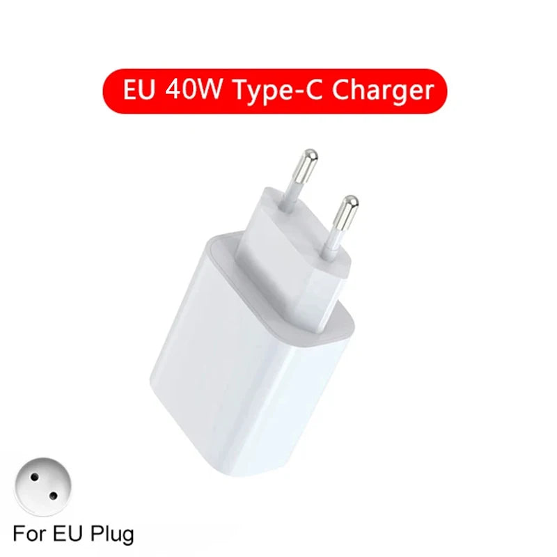US EU Adapter PD 40W Fast Charger For iPhone 15 13 12 11 14 17 16 Pro Max Type C Charger Charging Cable Phone Accessories