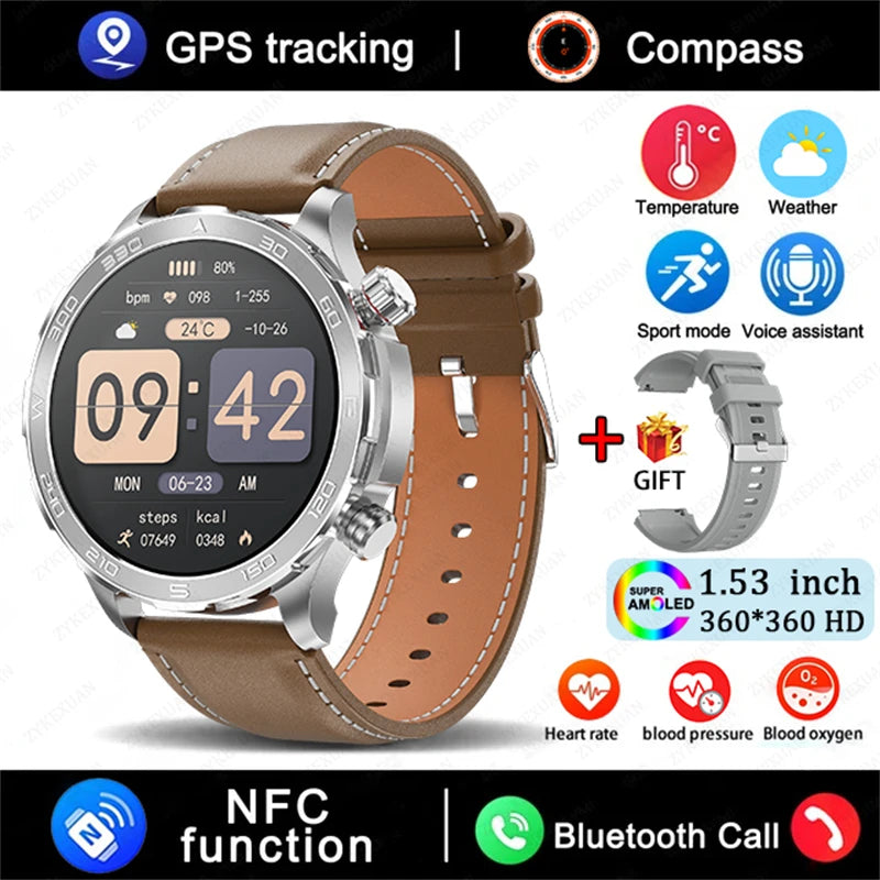2026 New GPS Smart Watch Men AMOLED Screen Always Show Time Heart Rate IP68 Waterproof Bluetooth Call Sports Fitness Smart Watch